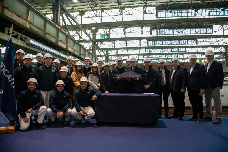 Caption Four Seasons Yacht Steel Cutting Ceremony