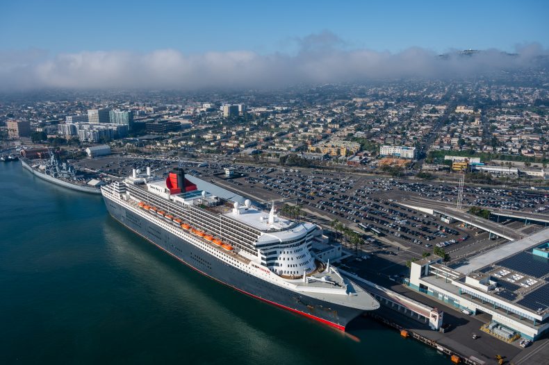 the Queen Mary 2 at the berth Port of Los Ange;es